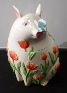 Vintage Porcelain Pig with Removable Lid