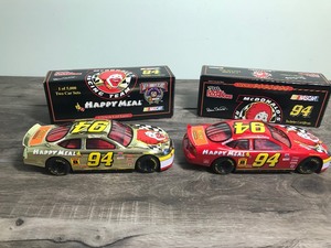 lot 163 image: 1998 NASCAR Racing Champions 2 car set Bill Elliott #94  McDonalds Racing Team Happy Meal 124 scale die cast stock cars