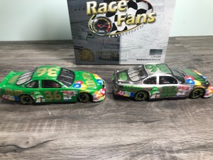 lot 271 image: 2000 Nascar Action Brookfield Collectors Guild Race Fan Collectibles 2 car set Ken Schrader #36 M&Ms  Green 124 scale die cast stock cars