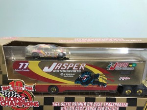 lot 293 image: 1999 Racing Champions 10 year anniversary edition Robert Pressley #77  Jasper Motorsports 164 scale die cast transporter and stock car