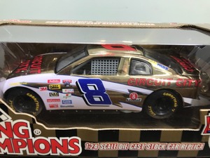 lot 340 image: 1998 Nascar Racing Champions  50th Anniversary  Nascar Gold Commemorative Series Hut Stricklin #8  Circuit City 124 scale die cast stock car
