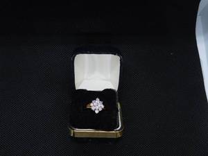 lot 13 image: 14K gold electoplated  cubic zirconia ring
