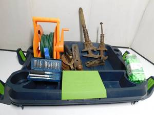 lot 30 image: Vintage tools, extension cord  on reel and more