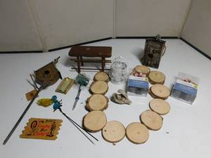 lot 79 image: Bird houses, bench, garden fairy and more