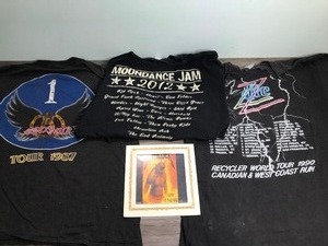 lot 134 image: 3 - collectible Rock and Roll T-Shirts and small Metallica picture