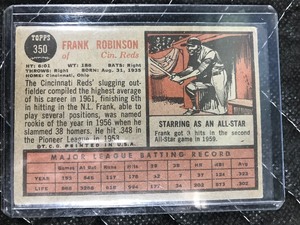 lot 430 image: 1962 Topps Frank Robinson #350 Reds Baseball Card
