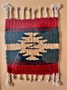 lot 10 image: Native Woven Textile Art Rug Sampler, framed