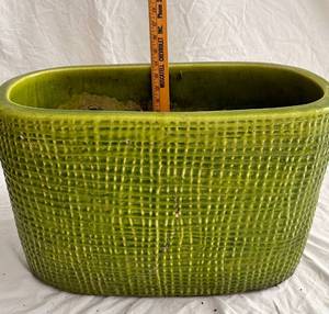 lot 40 image: MCM Textured Lime Glazed Planter