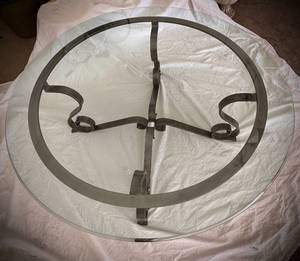 lot 21 image: Scroll Base Cocktail Table with Beveled Edge Top