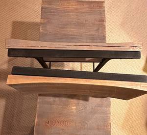 lot 12 image: Industrial Farmhouse Fusion Counter Chairs, set of 2