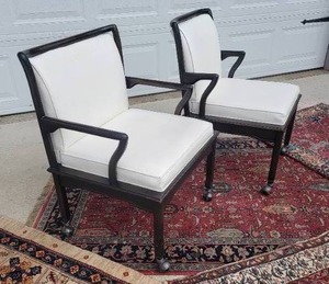 lot 3 image: James Mont Oriental Inspired Dining Chairs