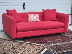 lot 3A image: Stunning Custom Modern Sofa - Candy Apple Red