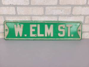 lot 318 image: Vintage Embossed Steel Street Sign - West Elm St in St. Peter, MN