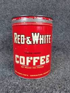 lot 370 image: Vintage 2# Red & White Coffee Can - Chicago, IL