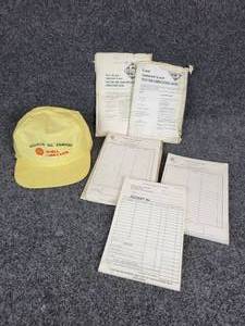 lot 402 image: Hallman Oil Company Cap and Assorted SKELLY Oil Pads
