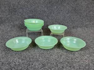 lot 437 image: (8) Fire-King Jadeite 5 Bowls