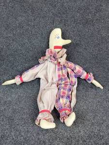lot 453 image: Vintage Handmade Clown Rag Doll