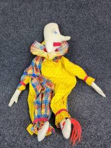 lot 449 image: Vintage Handmade Clown Rag Doll
