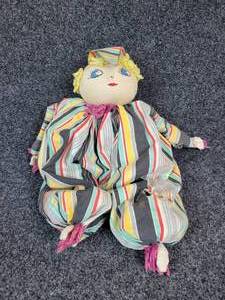 lot 451 image: Vintage Handmade Clown Rag Doll