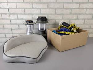 lot 1152 image: (2) Camping Lanterns, Boat Seat and Tow Rope