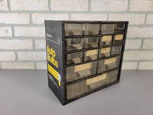 lot 1156 image: Phillips Auto Bulbs Tin Parts Organizer with Some Bulbs