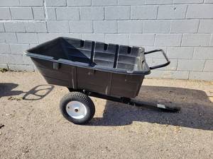 lot 1021 image: FIMCO Heavy Hauler Dumping Lawn Cart - Pneumatic Tires - Approx. 47 x 36 x 13 Poly Box - NO SHIPPING