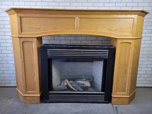 lot 1016 image: Beautiful Direct Vent Natural Gas Fireplace with Mantle - Approx. 85 x 15 x 56 Tall - NO SHIPPING