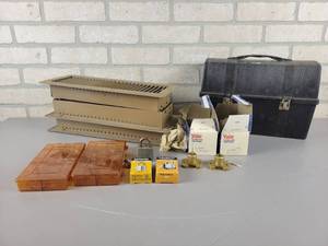lot 1056 image: (10) New YALE Drawer Locks (6-9660), (2) New Master Lock Padlocks, Used Padlock, Organizers and (3) Floor Registers (Fits Approx. 14 x 4 Opening)