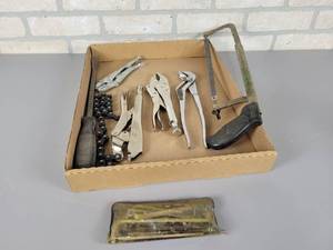 lot 1096 image: Locking Pliers, Adjustable Pliers, Hacksaw and More