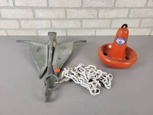 lot 1109 image: BENSON #9 Boat Anchor with Chain and Greenfield Poly Coated Anchor