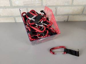 lot 1122 image: (47) NEW Aluminum Carabiners w Strap and Key Ring