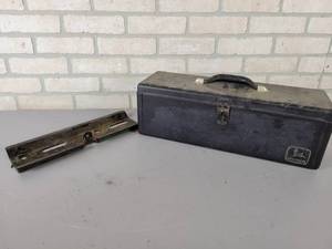 lot 1136 image: Vintage John Deere Tractor Toolbox with Mounting Plate - Approx. 19 x 6 x 6