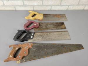 lot 1186 image: (4) Hand Wood  Miter Saws - Approx. From 16 to 23 Long Each - NO SHIPPING