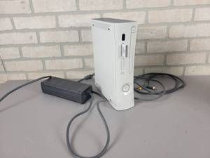 lot 1206 image: MICROSOFT XBOX 360 w Cables and Madden 2016 Game - Powers On