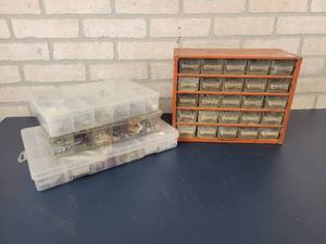 lot 1235 image: (4) Parts Organizers w Assorted Hardware - NO SHIPPING