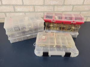 lot 1236 image: (7) Parts Organizers w Assorted Hardware and (1) Empty - NO SHIPPING