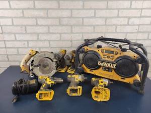 lot 1264 image: Assorted DeWalt Tools and Radio - All are Untested - NO SHIPPING
