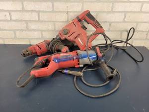 lot 1267 image: Assorted Power Tools - Craftsman 38 Drill (Works), Milwaukee Rotary Hammer (Works but sounds funny) and BAUER Hammer Drill (Untested) - NO SHIPPING