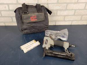 lot 1287 image: Devilbiss ANK20 Pneumatic Brad Nailer w Bag and Accessories