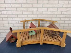 lot 1303 image: Garden Bridge and Birdhouses - NO SHIPPING