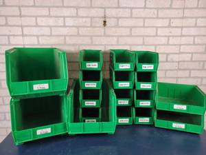 lot 1306 image: (17) Assorted Poly Storage  Parts Bins - NO SHIPPING