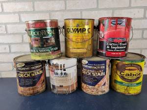 lot 1326 image: (7) Gallon Cans of Stain & Paint - NO SHIPPING