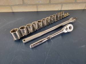 lot 1342 image: CRAFTSMAN 12 Drive Sockets (1-14 to 12), 12 Drive Socket Wrench and Breaker Bar