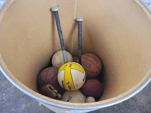 lot 1361 image: Lot of Basketballs, Volleyballs, Baseball BatsGlovesBalls, Fishing Reel and More - NO SHIPPING