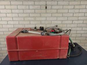 lot 1366 image: 28 Gallon Poly Boat Fuel Tank (29 x 19 x 13), (2) Motor Ear Muffs, Lights and More - NO SHIPPING