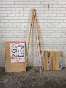 lot 1377 image: (2) Wood Easels and (3) Bulletin Boards - NO SHIPPING