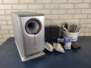 lot 1381 image: Panasonic Home Subwoofer, Remote Controls, Speakers and More - NO SHIPPING