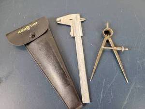 lot 1406 image: SCHERR-TUMICO 6 Stainless Steel Calipers and Steel Compass