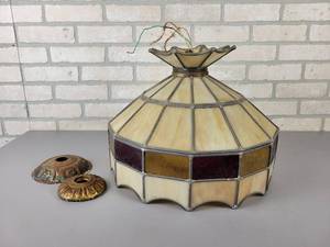 lot 689 image: Vintage Stained Glass Hanging Light - NO SHIPPING