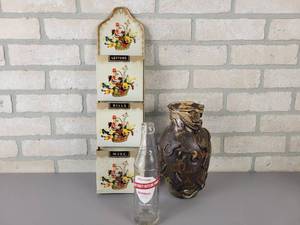 lot 701 image: Cokato, MN Soda Bottle, Tin Letter Sorter and Interesting Handmade Vase (Approx. 9.5 Tall)